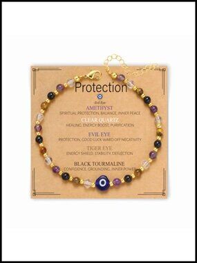 Natural Healing Crystal Bracelet Adjustable Evil Eye Protection Energy